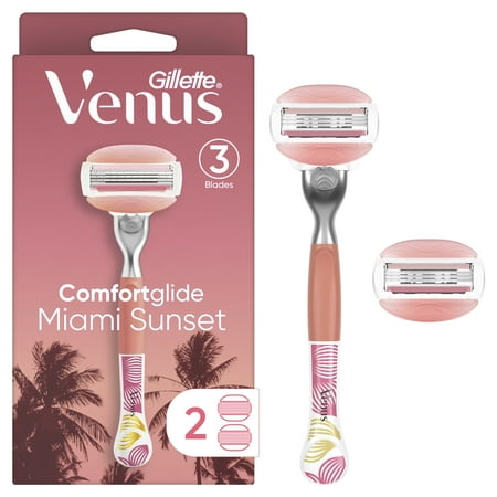 Venus Miami Sunset Comfortglide  1 Women s Razor  2 Refills  Multi-Color