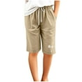 thumbnail image 4 of FAIWAD Shorts for Girls Summer Casual Breathable Linen Shorts Drawstring Elastic Waisted Knee Length Pants for Kids 3-13Y, 4 of 6
