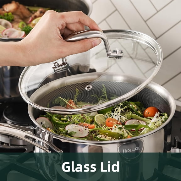 Hybrid Ceramic Nonstick Saucepan with Glass Lid, Stay-Cool Handle, Dishwasher Safe, Induction Ready