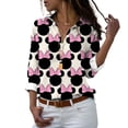 thumbnail image 2 of Disney-Camiseta de manga larga con botones y solapa para mujer, camisa informal con estampado 3D de Mickey, Minnie, Pato Donald, estilo Harajuku, y2k, novedad, 2 of 5