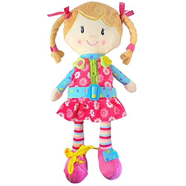 Snuggle Stuffs Sugar Snap Plush Learn to Dress Doll for Toddlers - 15 - Doll for 2 Year Old Girl - Montessori Doll