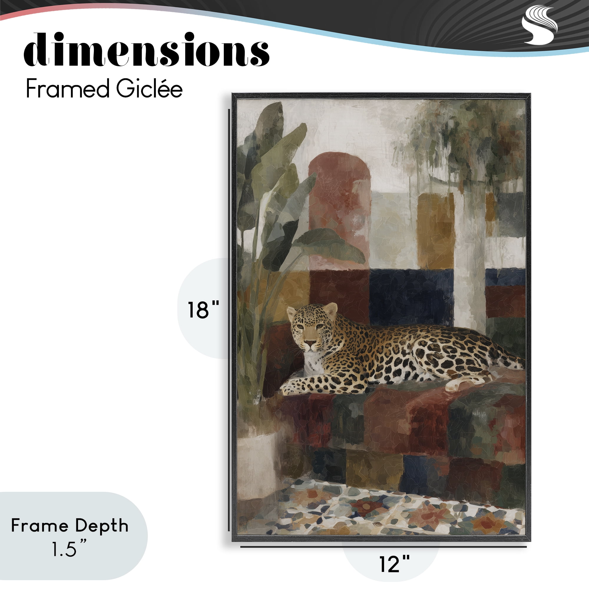 Stupell Industries Jaguar Among Tropical Palms Black Framed Giclee Art, design by Chromatic Storm Studio