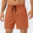 thumbnail image 2 of Summer Men's&nbsp;Shorts Plus Size Elastic Waist Solid Color Men's Active Quick Fast-Drying Fabric Workout Shorts Activewear with Pockets Orange S, 2 of 4