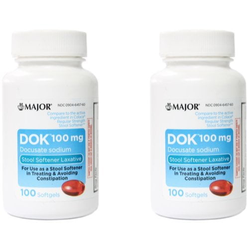 DOK (Docusate Sodium) 100 Mg, 100 Crushable Tablets By Major