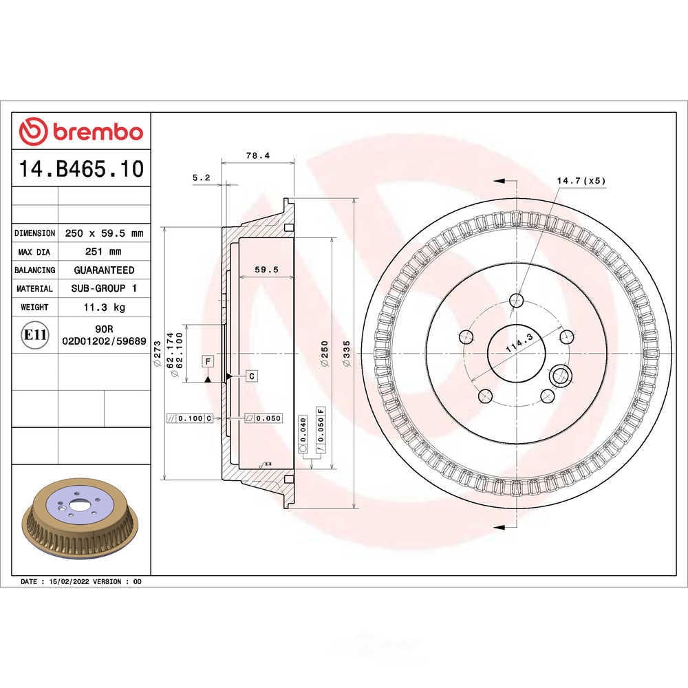Brembo 14.B465.10 ESSENTIAL Brake Drum