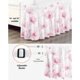 thumbnail image 3 of Pink Spring Floral Wrap Around Bed Skirts for California King Bed 16" Drop,Bed Skirt with Adjustable Elastic Belt Dust Ruffle Bed Valance Summer Botanical Watercolor Vintage Bed Frame Cover, 3 of 7