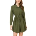thumbnail image 1 of INSPIRE CHIC Vestido Camisero Para Mujer Con Cuello Vuelto Y Lazo En La Cintura Con Botones Ejercito verde S, 1 of 5