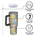 thumbnail image 4 of 40oz Pioneer Flower Floral Print Pattern Insulated Tumbler with Handle, BPA-Free Leak Proof Lid and Straws, Double Wall Vacuum, Hot 12h/Cold 34h, 4 of 6