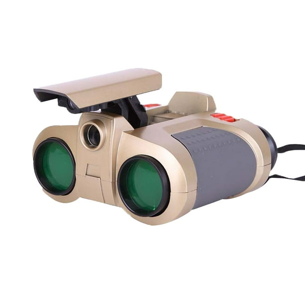 EeaseMX Telescopio binocular 4x30 con luz emergente y visión nocturna, binoculares novedosos para niños, juguetes para niños, regalos sin batería (película verde)