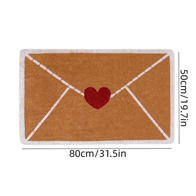 Uklsqma Tapis d'Entrée Extérieur en Forme de Cœur / Tapis Rouge à Endos Non Caoutchouc / Tapis de Sol en Fibre de Lin Durable / Endos Antidérapant / Déco Intérieure Extérieure pour Porte d'Entrée / Cadeau de la Saint-Valentin, Mariage, Fête