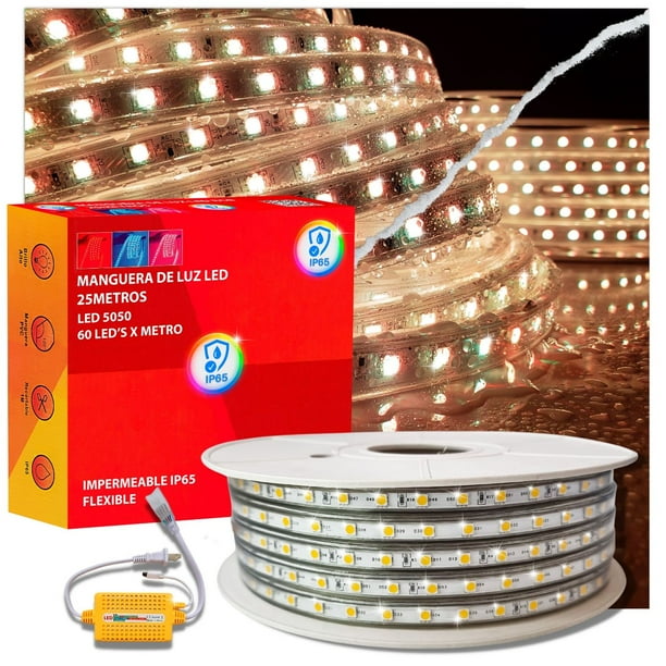 Manguera LED Unicolor de 25 Metros DOSYU Blanco Cálido 60 Leds 5050 IP65