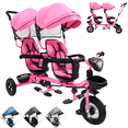 thumbnail image 1 of Triciclo Doble para Niños Asiento Giratorio Gemelar Luz Sonido Cinturón de Seguridad Llantas de Goma Apto a partir de 1 Año - Rosa, 1 of 7