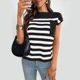thumbnail image 2 of Tops de Color Sólido para Mujeres, Camiseta de Manga Corta de Cuello Redondo Casual para la Primavera, el Verano, la Fiesta Y el Uso Diario, 2 of 8