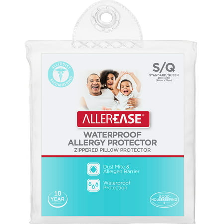 AllerEase Waterproof & Allergy Zippered Pillow Protector, 1