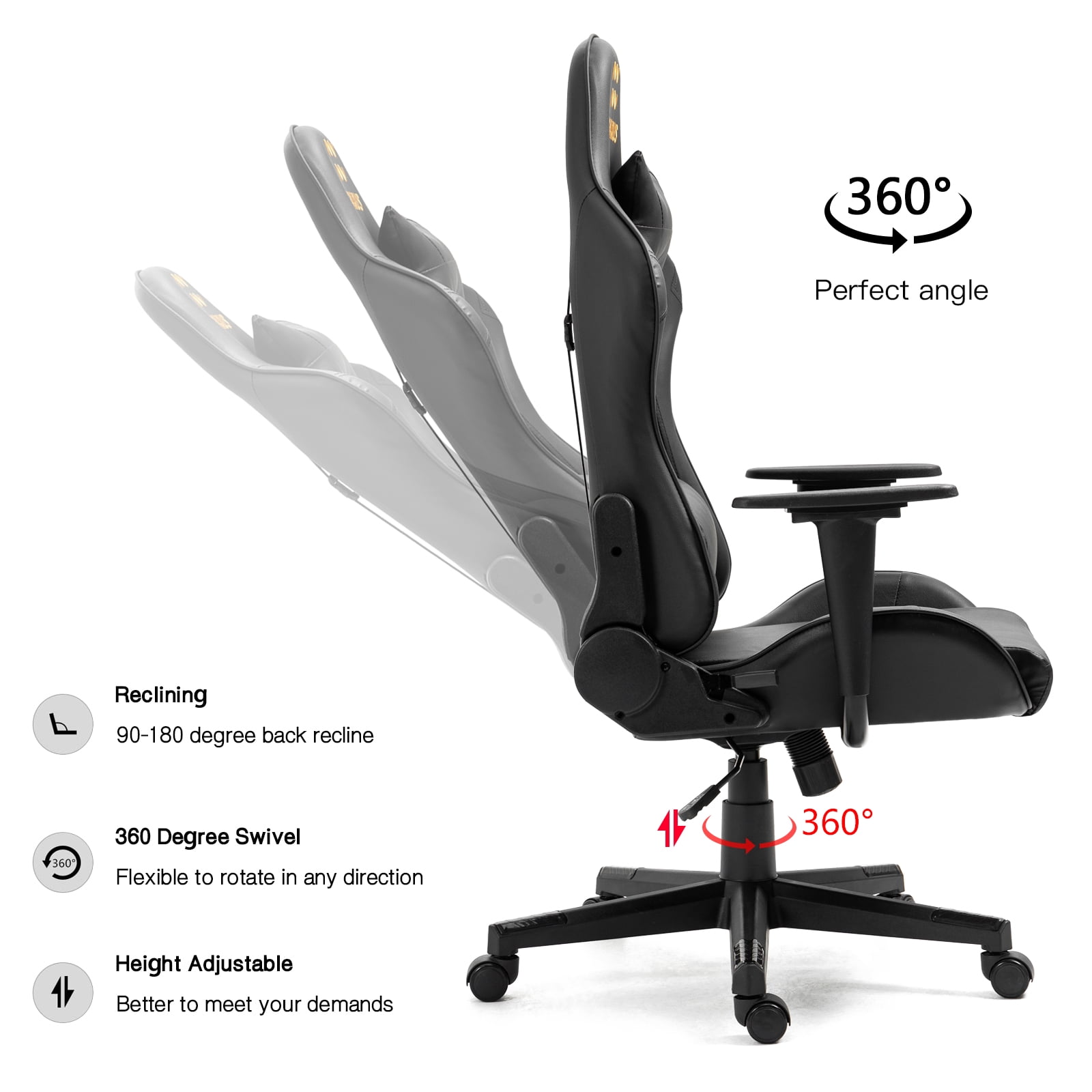 Gaming Chair with Zodiac Star Sign, Aquarius Astrology Logo Ergonomic Computer Chair with Headrest Lumbar Support Recliner Height Adjustable Swivel Office Desk Chair, Constellation