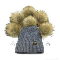 Furryvalley Faux Fur Pompom 6pcs DIY Crafts Fluffy Balls with Snap Fastener Removable 6 Inch Extra Large (Brown)