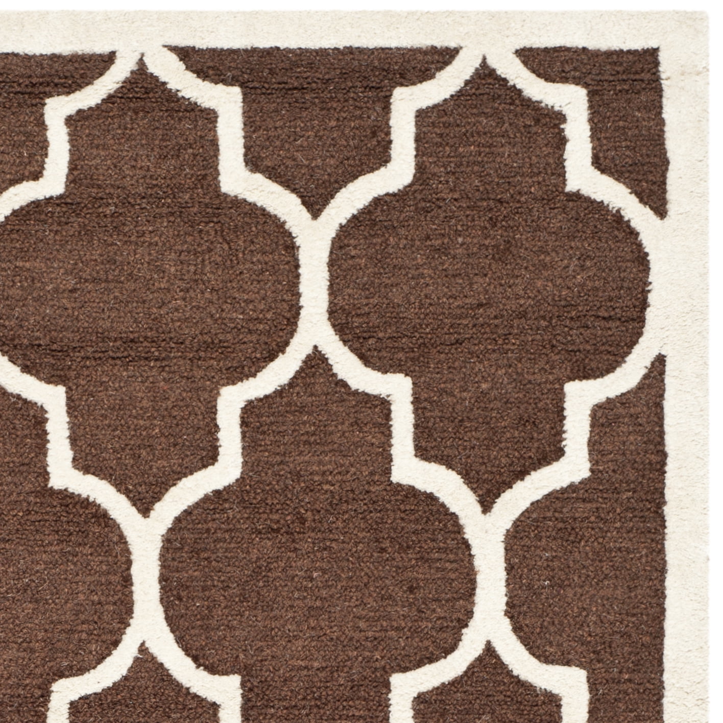 SAFAVIEH Cambridge Kevin Geometric Wool Area Rug, Dark Brown/Ivory, 8' x 10'