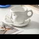 thumbnail image 4 of Juego de tazas para besar, taza de café de cerámica con platillo y cuchara, taza facial creativa, tazas de té de arte abstracto, regalo romántico para esposa y novia, 4 of 5