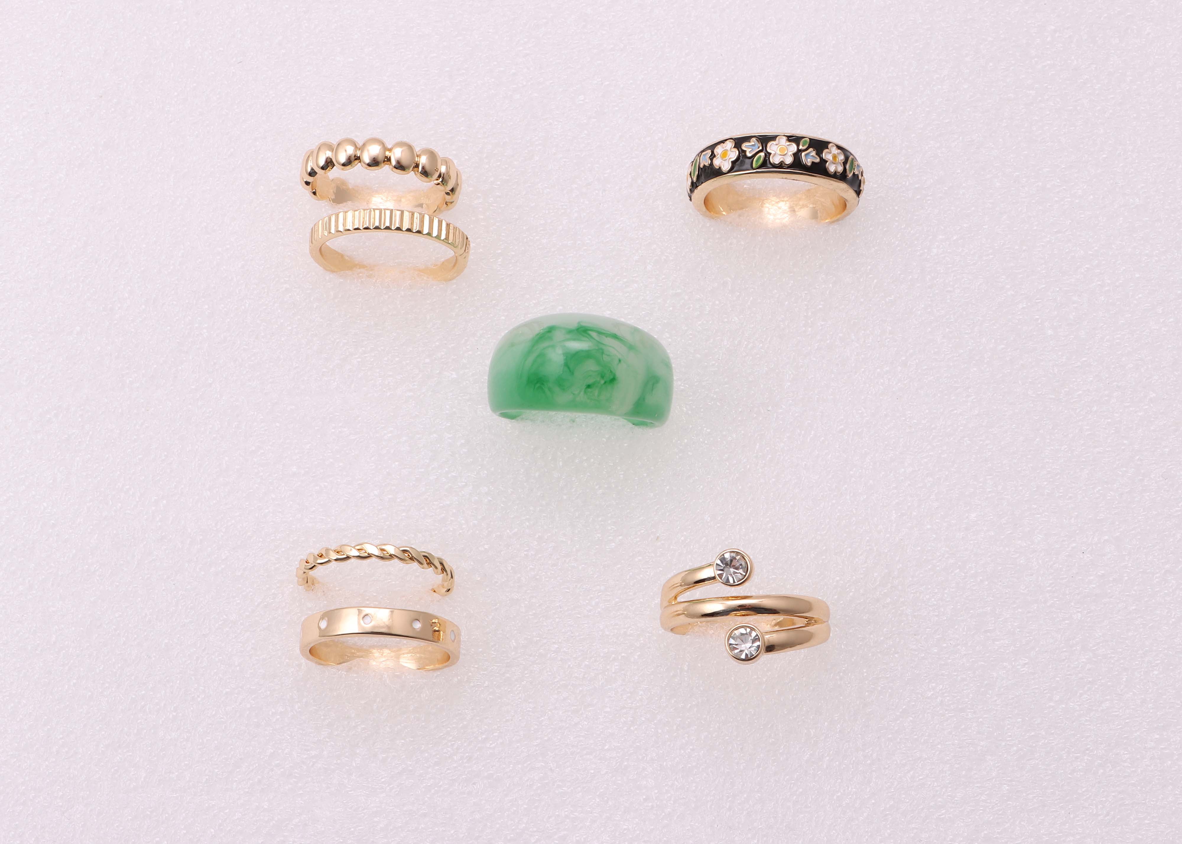 No Boundaries Gold Tone and Resin Ring Set -7pc Assorted Sizes Womens