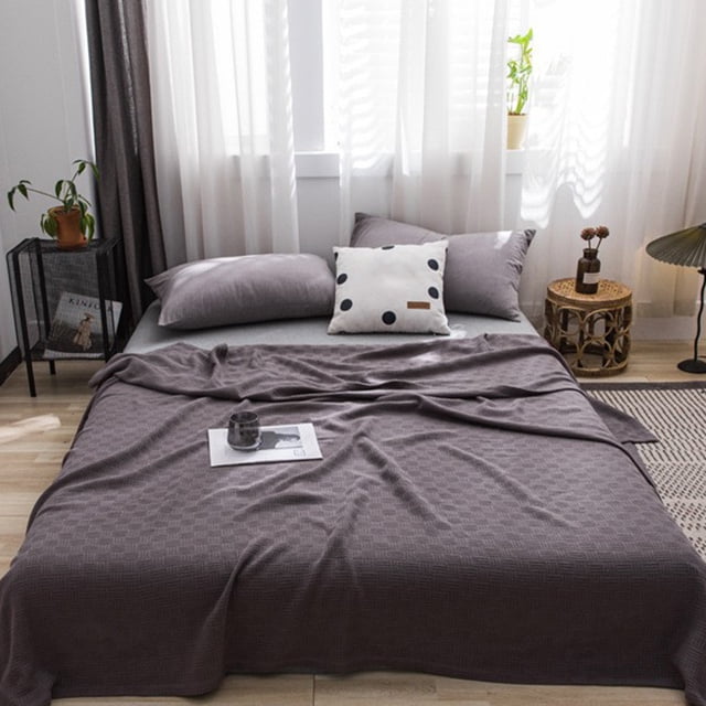 TUWABEII Cotton Thermal Blanket, Breathable Bed Blanket Twin Size, Soft Thermal Blanket, Twin Blanket, All Season Cotton Blanket