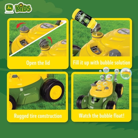 John Deere Bubble-N-Go Toy Lawn Mower Automatic Bubble Machine No Batteries Required Age 3  Years