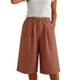 thumbnail image 7 of Staki Womens Shorts Casual Cotton Linen Shorts Elastic Drawstring Summer Beach Vacation Shorts Pockets(Pink,XXL), 7 of 7