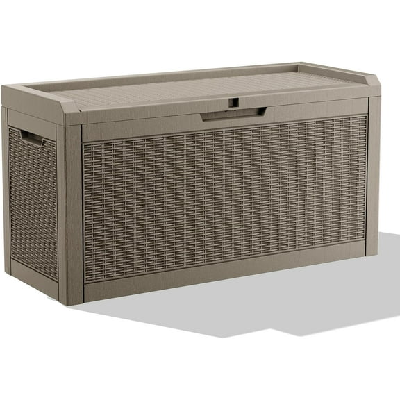 60 Gallon Deck Box, Waterproof Resin Large Outdoor Storgae Box for Patio Furniture, Patio Cushions, Gardening Tools, Pool and Sports Supplies, Lockable