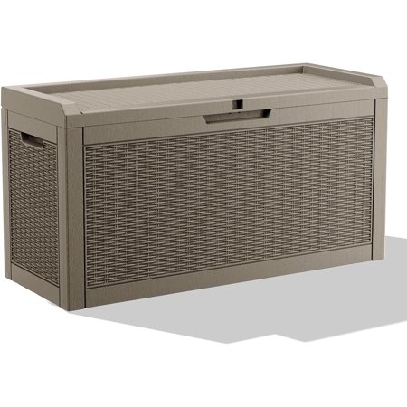 60 Gallon Deck Box, Waterproof Resin Large Outdoor Storgae Box for Patio Furniture, Patio Cushions, Gardening Tools, Pool and Sports Supplies, Lockable