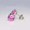 thumbnail image 3 of Silver & Stone Jewels Round Cut Sapphire Pink Women Stud Earrings 14K White Gold Finish, 3 of 3
