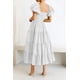 thumbnail image 4 of Vestido PRETTYGARDEN Midi con Mangas Abullonadas y Escote Cuadrado Blanco Talla L, 4 of 8