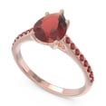 thumbnail image 2 of Diamond-Capitals 2.30 Carat Shiny Pear Cut Garnet Gemstone Anniversary Ring for Ladies Solid 18K Rose Gold Size 7, 2 of 8