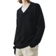 thumbnail image 3 of Suéteres de Punto Grueso con Cuello en V para Mujer, Estilo Casual, Cálidos y con Cuello. Negro S, 3 of 9