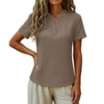 thumbnail image 5 of TGSLY Women's Henley Shirts Half Lightweight Button Down Solid Color Golf Tee Tops Dressy Short Sleeve Blouses with Contrast Stitch Trim XXL, 5 of 7