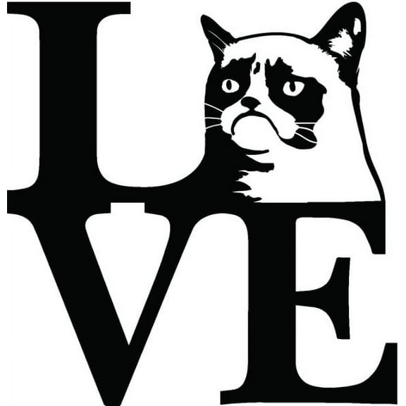 1x Black Love Paw Grumpy Cat Car Window Decal Sticker Best Vinyl Die Cut 5"x5.2"