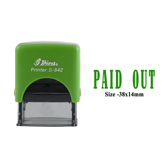 eloria-décor Paid Out Green Ink Self Inking Rubber Stamp Office & Commercial Use Office Stationary, DESIGN02