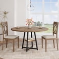 thumbnail image 1 of Bingirl Industrial Round Dining Table 47 Inch Kitchen Table Set for 4 to 6 Dinner Table with Top and Metal Base for Dining Room Living Room Rustic Brown, 1 of 6