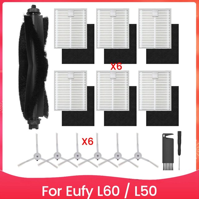 Kit de Accesorios L60 de Repuesto para Aspiradora Robot para L60/L50, Cepillo Lateral Principal y Filtros HEPA.