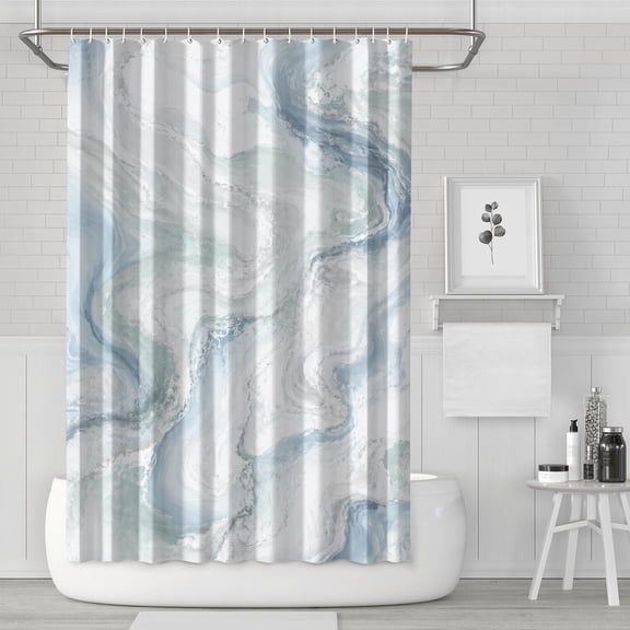 Minimalist Marble Shower Curtain 72x72", Waterproof Washable Fabric Bathroom Curtain, Modern Printed Bath Curtain Set with Hooks for Simple Bath Design