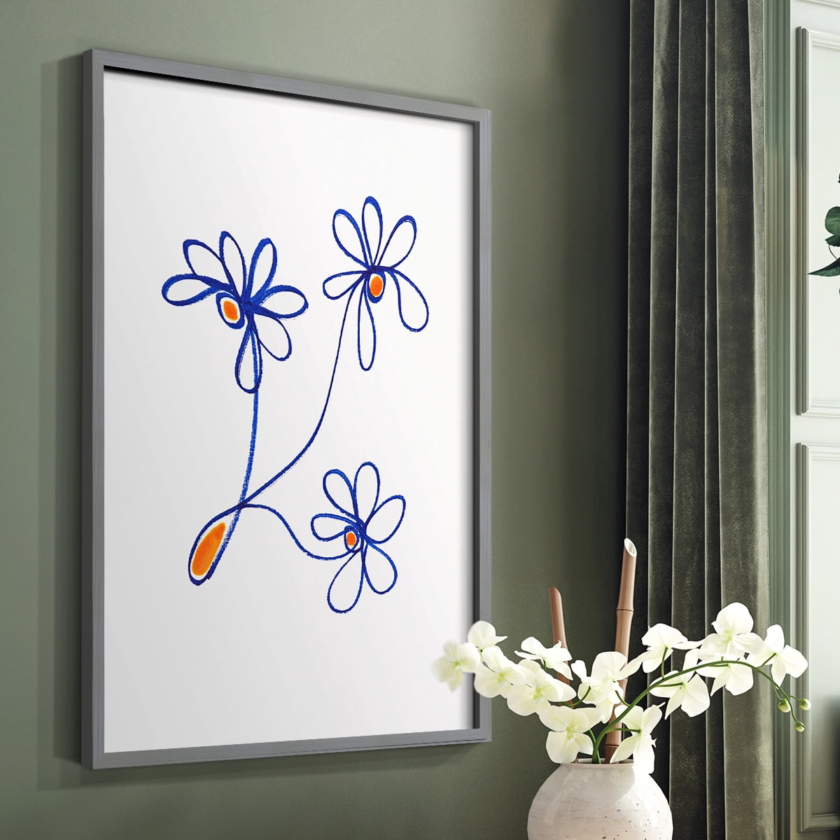 Wobbly Blooms III Framed Print - Solid Wood in Single Picture Frame Solid Wood 2 Framed Print