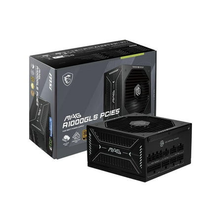MSI MAG A1000GLS PCIE5, Fully Modular Compact Gaming 1000W Power Supply, 80  Gold, ATX 3.1 & PCIe 5.1 Ready, Dual-color 12V-2x6 cable, Low-Noise, Embossed Jacket Cables, 10 Year Warranty