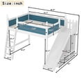 thumbnail image 3 of Leumius Full Loft Bed Frame with Storage Shelves and Wardrobe, Solid Wood Loft Bed with Detachable Slide and Ladders for Kids Teens Adults Blue and White, 3 of 8