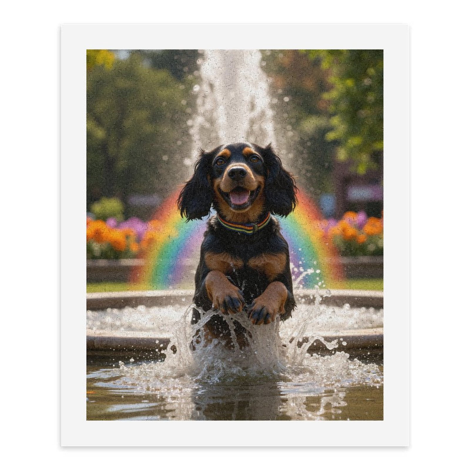 Paint By Numbers Kit for Adults Beginner - DIY Dog Joy Fountain Rainbow Splash Canvas Painting Kits for Adults, Frameless Paint By Number for Adults for Home Wall Decor 16x20 Inch
