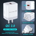 thumbnail image 3 of QC 3.0 Fast Wall Charger Block, 18W Phone Charger with 6FT Type-C Cable, Power Adapter Compatible with iPhone 17/16/15 Pro Max iPad Pro Galaxy S26 Android,White, 3 of 7