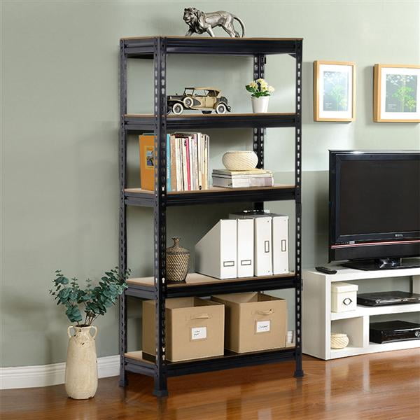 Alden Design 5-Tier Boltless & Adjustable Steel Storage Shelf Unit, Black