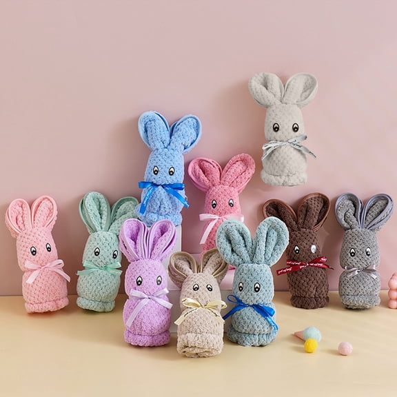 Tyidzon Easter Bunny Hand Towels, Premium Soft Towels for Bathroom, Rabbits Shaped Face Towels for Easter Gifts Wedding Baby Shower(Gray, 14x30")