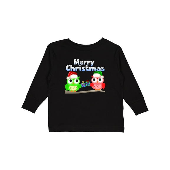 Inktastic Merry Christmas Owls Boys or Girls Long Sleeve Toddler T-Shirt