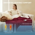 thumbnail image 3 of Cozy Comfort Electric Blanket Heated Throw - Soft Ribbed Flannel Heated Blanket, Fast Heating Electric Throw with 6 Heating Levels & 4 Time Settings, 3 Hours Auto-Off (50x60 inches, Burgundy), 3 of 7