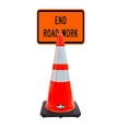 thumbnail image 1 of RK-Safety 28" Orange Cone, Black base With Two Reflective Tape, Plus Cone Sign 36 "End Road Work", (Cone-2 ea + Cone Sign-2 ea), 1 of 2