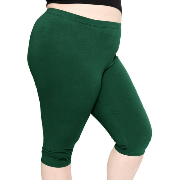 Stretch Is Comfort Women's Cotton Knee Length Leggings Hunter Green X-Large