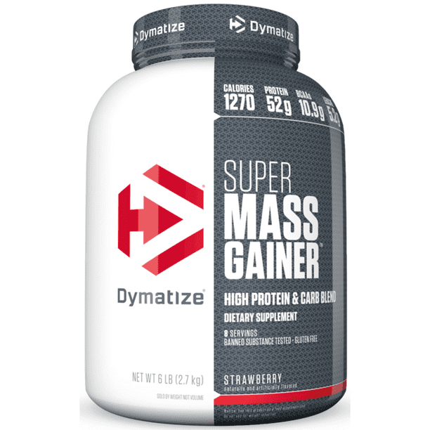 Dymatize Super Mass Gainer, High Protein & Carb Blend, Strawberry, 52g